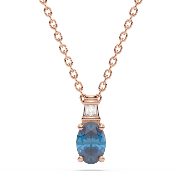 Fantasie Hanger met Ketting Ovaal Swiss Blue Topaas