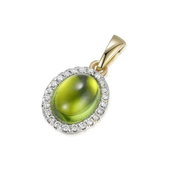 Cabochon Collectie Hanger Ovale Peridot met Halo