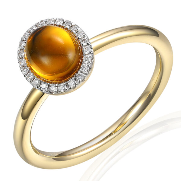 Cabochon Collectie Ring Ovale Citrien met Halo