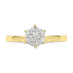Alternative view of Cluster Solitair Ring 12-0.15/1-0.10 Crt H SI