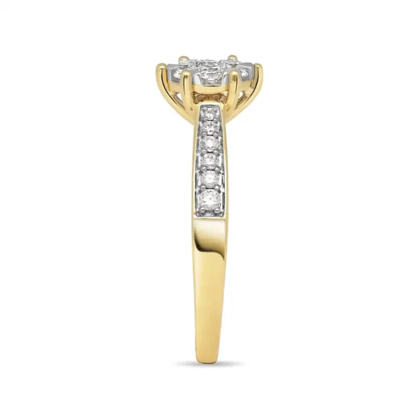 Cluster Solitair Ring met Zijstenen 18-0.18/6-0.23/1-0.09 Crt H SI - Afbeelding 5