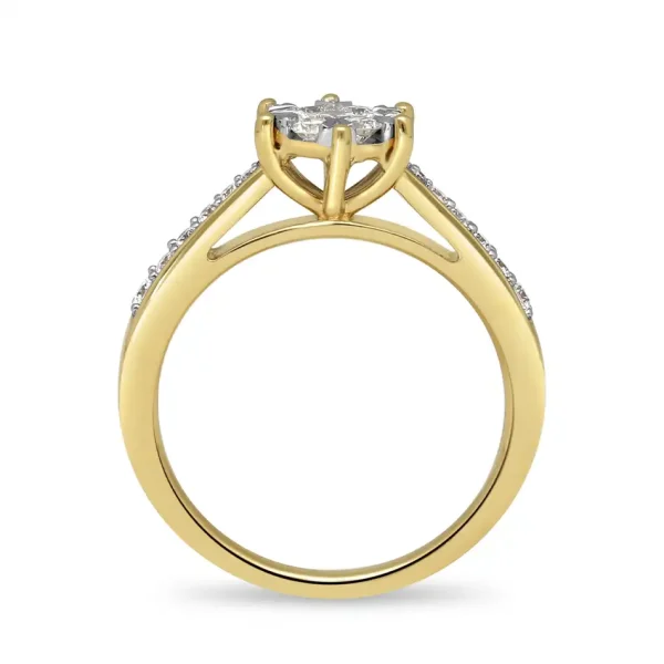 Cluster Solitair Ring met Zijstenen 18-0.18/6-0.23/1-0.09 Crt H SI - Afbeelding 4