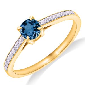 Kleursteen Ring met Zijstenen 18-0.09 H SI/1-0.44 London Blue Topaas